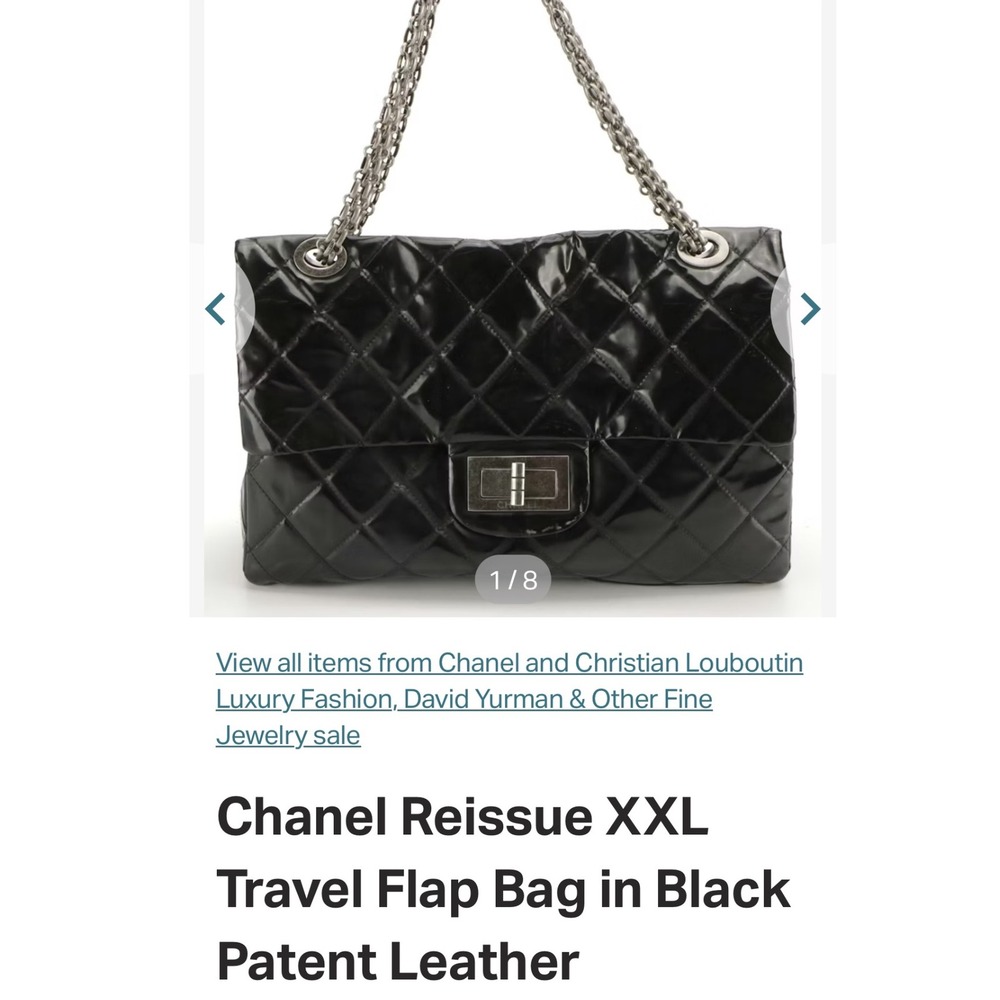 NBW Chanel Reissue XXL Travel Flap Bag Black Patent Leather Chain Shoulder Bag